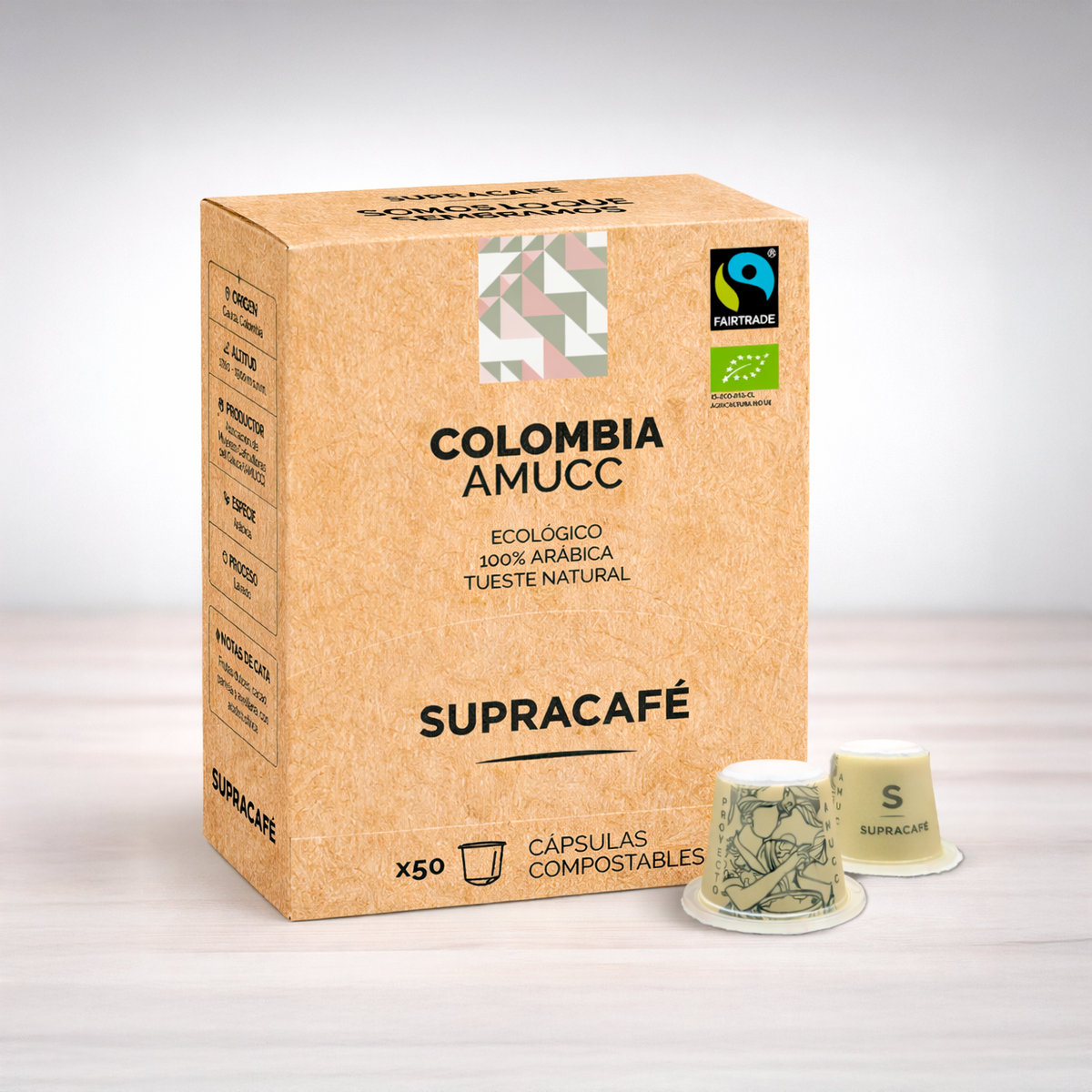 Cápsulas compostables origen Colombia AMUCC | Ecológicas y de Comercio Justo (10 unidades)